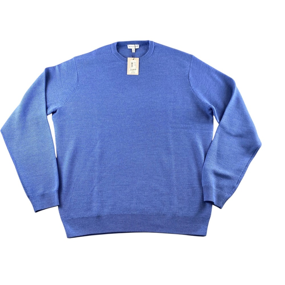 NWT Peter‎ Millar Honeycomb Crewneck Sweater Merino Wool Blue Etide Mens Large